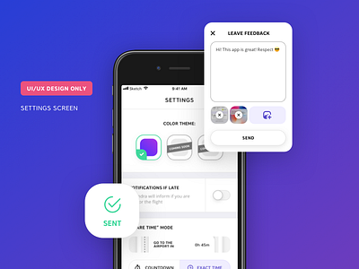 Settings screen android app application flight ios mobile popup preferences settings switcher ui ux