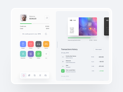 Tablet Banking App app application balance bank banking card concept credit card credit card balance credit limit expenses finance fintech ios app money money transfer online banking tablet tablet banking app transactions