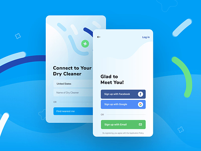 CleanCloud | Enter screens aggregator animation app application background animation clean clothes dry dry cleaner enter illustration ios laundry log in motion saas saas app saas design sign in sign up