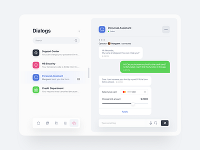 Tablet Banking App | Bank Chat app application bank banking banking app chat conversation credit card credit department credit limit data dialogue finance finance app fintech ios ipad support ui ux