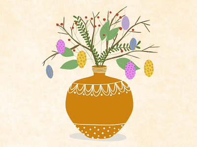 Easter tree childrens illustration design digital art drawing easter easter bunny easter egg floral illustration illustrator pottery