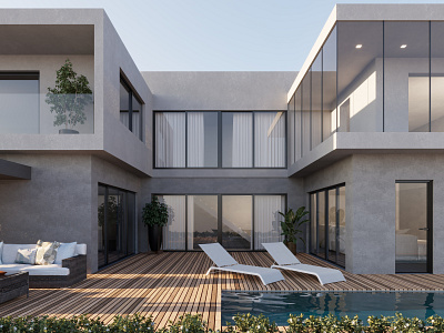 Exterior Hill Manson 3d architecture cgi design exterior mansion pool rendering villa