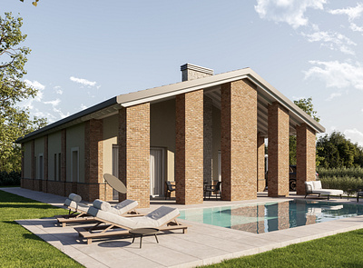 Pool House 3d architecture cgi design exterior house pool render rendering