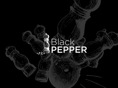 Black Pepper Branding artwork black pepper branding creative logo design dessin flat graphic design illustration logo logo design minimal restaurant logo