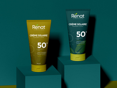 Rénat "crème solaire" branding design graphic design illustration logo design minimal product product design