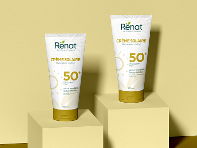 Rénat "crème solaire" white version branding cosmetics creative logo graphic design logo logo design minimal product