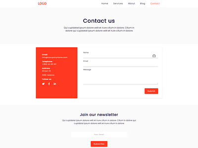 Contact page design by Zrinka on Dribbble