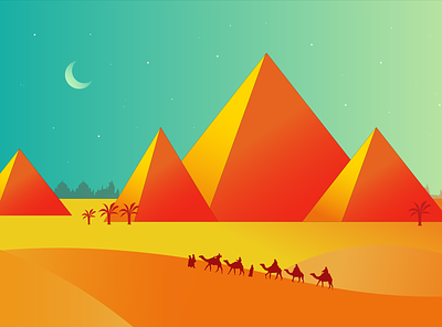 Orange desert colors desert design illustration illustrator orange pyramids sand vectorart