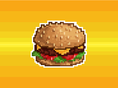 Burger pixel art illustration 8bit burger fastfood illustration pixelart