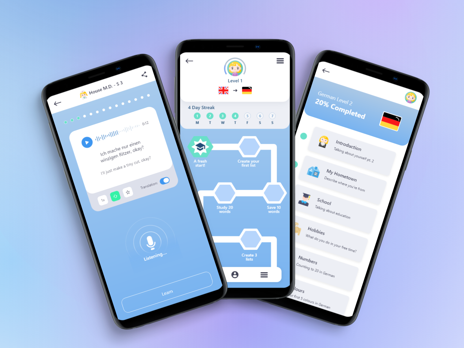 Language Learning - App Design by Linda Brandt on Dribbble