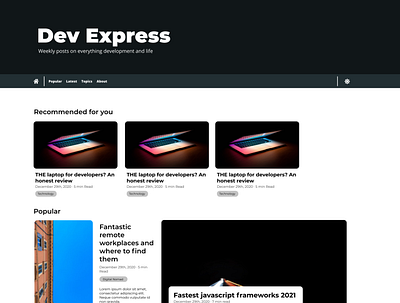 Dev Express - Developer Blog (Upper Half) blog blogging content css design illustration ui web