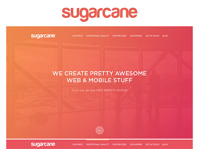 Landing page "Sugarcane" colors design flat fun icons landingpage red ui website