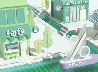Banking 3d 3dart bank branding cafe cg city design icon illustration illustrator infographic design infographics render
