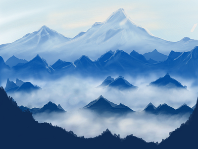 The Misty Mountains Cold painting procreateapp