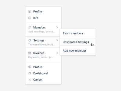 Web Dropdown Menu analytics app application clean closer dashboard desktop dropdown dropdowns font icon menu product typography ui user experience user interface ux web