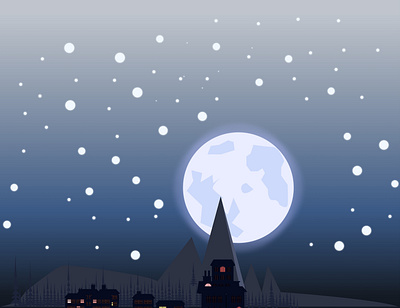 Stary night design flat illustration