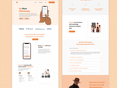 Vintage Africa website redesign design finance landing page loans orange redesign ui ux web website