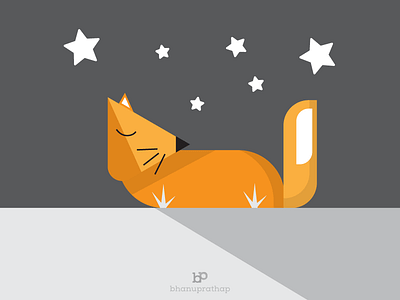 sleeping fox design illustration practice vector