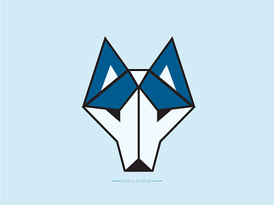 Wolf face design flat fox icon illustration logo triangle vector wolf