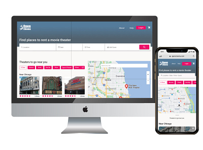 Open Cinema: Responsive Site For Booking A Movie Theater Room booking branding films movie product productdesign ui web