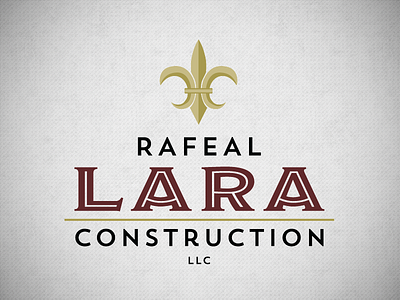 Lara Construction branding construction fluer de lis lara llc logo louisiana rafeal type