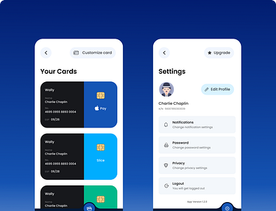 Cards app card payment ui design mobile app ui money payments ui wallet app