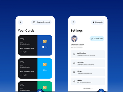 Cards app card payment ui design mobile app ui money payments ui wallet app
