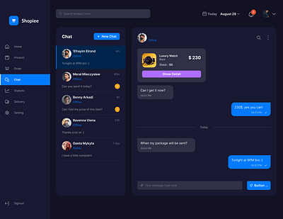 ChatBox for web app chatbot dashboard design desktop mobile app ui saas ui web dashboard