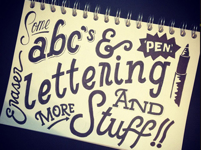 Style practice doodle hand drawn lettering typography