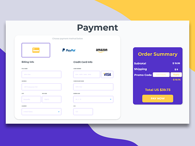 Credit Card Checkout form Created using adobe xd
