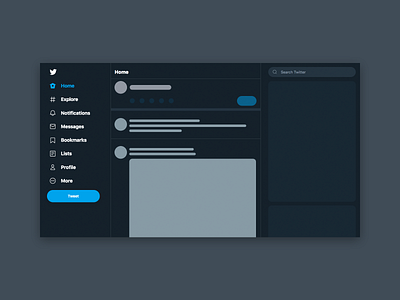 30 Days of Art: (3) Twitter Skeleton Screen adobe adobe photoshop adobe xd dark mode design home homepage mockup photoshop skeleton screen social media twitter ui ui design website xd