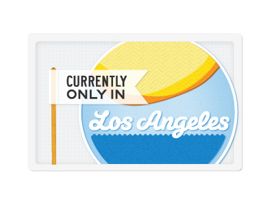 Currently only in Los Angeles beach flag illustration ribbon script sun