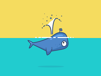 Whale art blue clean creat flat illustration minimal ui water whale yellow zoo