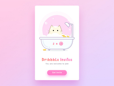 Hi Dribbbles app cat dribbble invites ios ivite pink ui ux