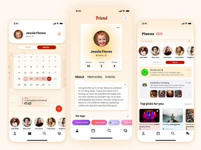 Event scheduling & Calendar app: FriendApp app design graphic design mobile ui