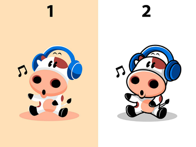 Little calf sing a song calf cartoon cow mascot