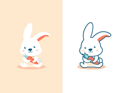 Little cute bunny hold a carrot bunny carrot cartoon character cute fun hare little mascot rabbit