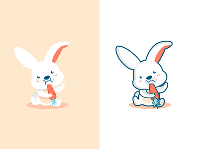 Cute bunny eat carrot bunny carrot cartoon character cute design eat fun funny mascot rabbit vegetable vegetarian white