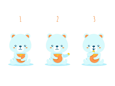 :: Cute bear with honey :: which pose do you like? bear blue cute eat flat design honey little orange sweet