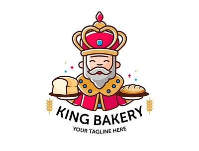 King bakery shop logo bakery cartoon character chef cute fun illustration king little logo mascot vector