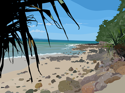 Little Cove beach cove illustration noosa