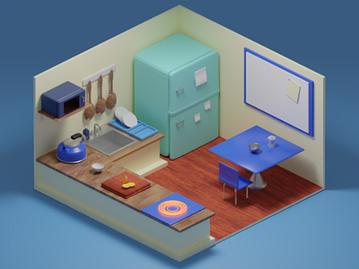 3D kitchen illustration