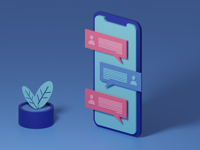 Isometric Phone Messaging illustration illustration 3d model blender