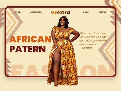 Ankara w african woman africanprint ankara art direction fashion fashion brand fashion design landingpage pattern webdesign webpage
