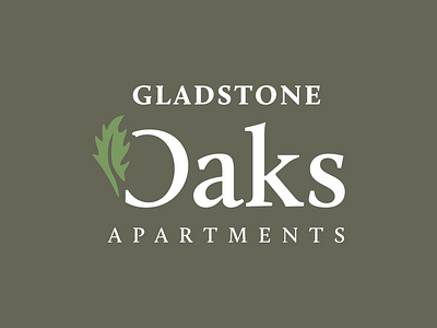 Gladstone Oaks Apartments Logo apartments branding leaf logo oaks