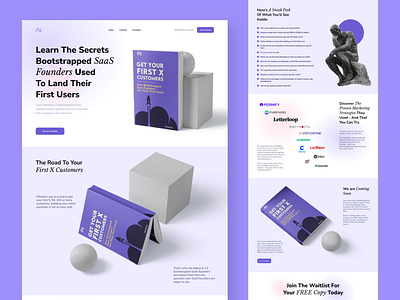 E-book landing page for FirstX book book landing branding composition conversion cta customer design ebook ecommerce image landing landing page saas typography ui user ux