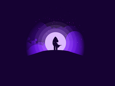illustration of man standing in front of the moonlight flat illustration vector