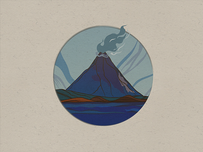 Tierra de lagos y volcanes colorful icon illustration vector