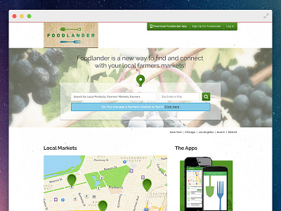 Foodlander Homepage (concept) clean farm foodlander homepage local markets ui website