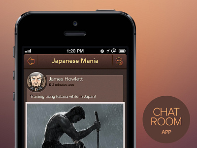 Chat Room App (concept) app brown chat chat room dark iphone app